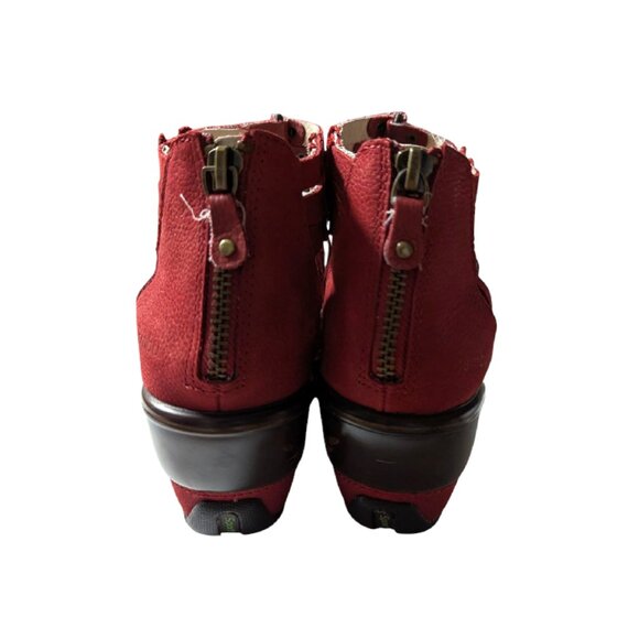 JAMBU Women's Red Leather Sugar Strappy Peep-Toe Back-Zipper Heel Sandals Size 6 - Picture 3 of 8